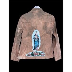 Cotton Utility Jacket Size M – Sacred Heart Madonna Patch + Roses One of a Kind